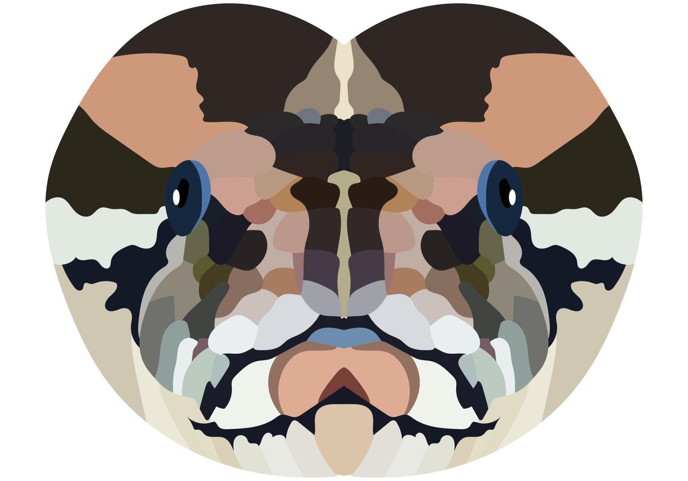 Python head. An illustration of the face of a large snake is depicted. A bright portrait is depicted on a white background. Vector graphics. Animal logo