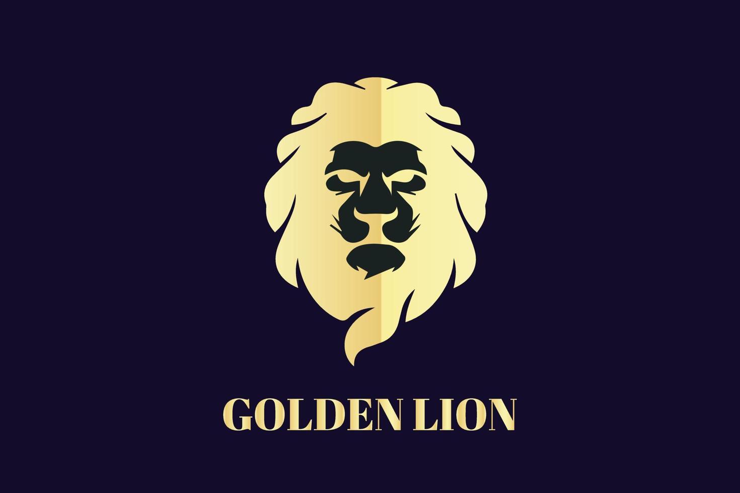 Golden Lion Face Vector