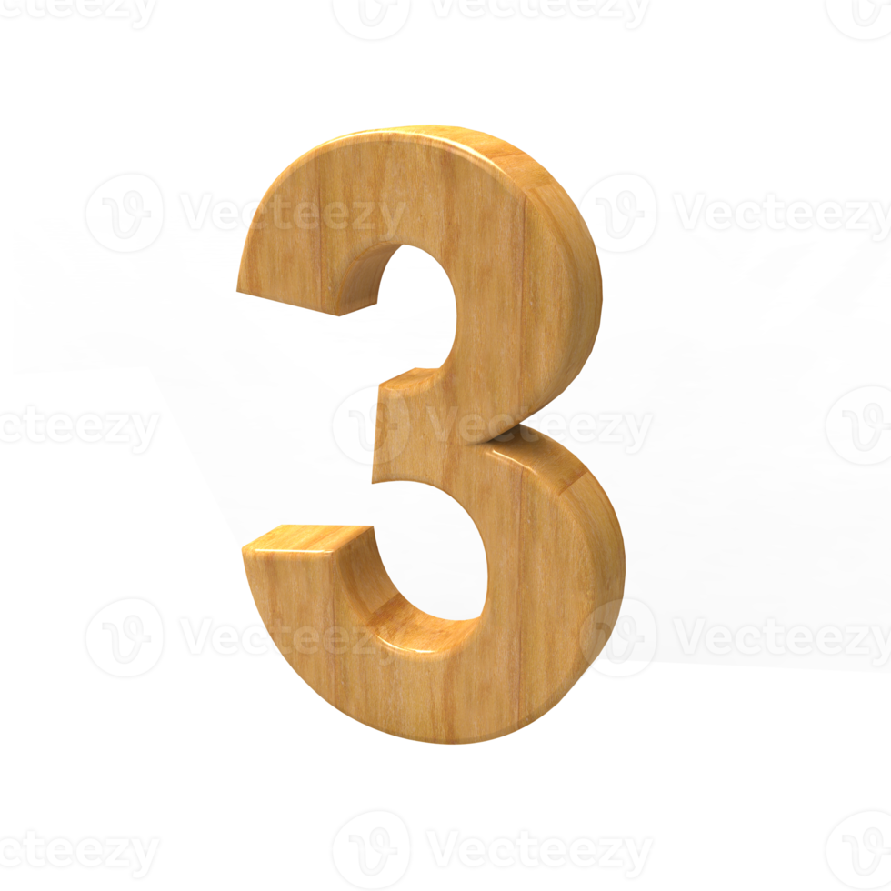 3D wood number png