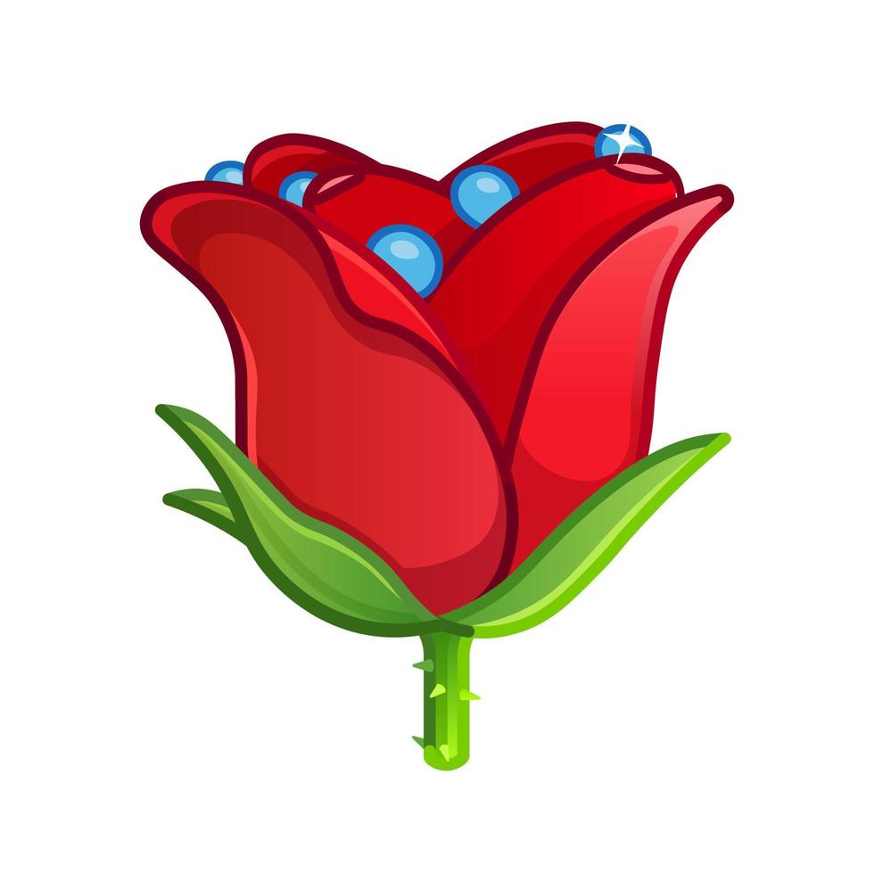 Red rose with water drops Large size of emoji flower vector