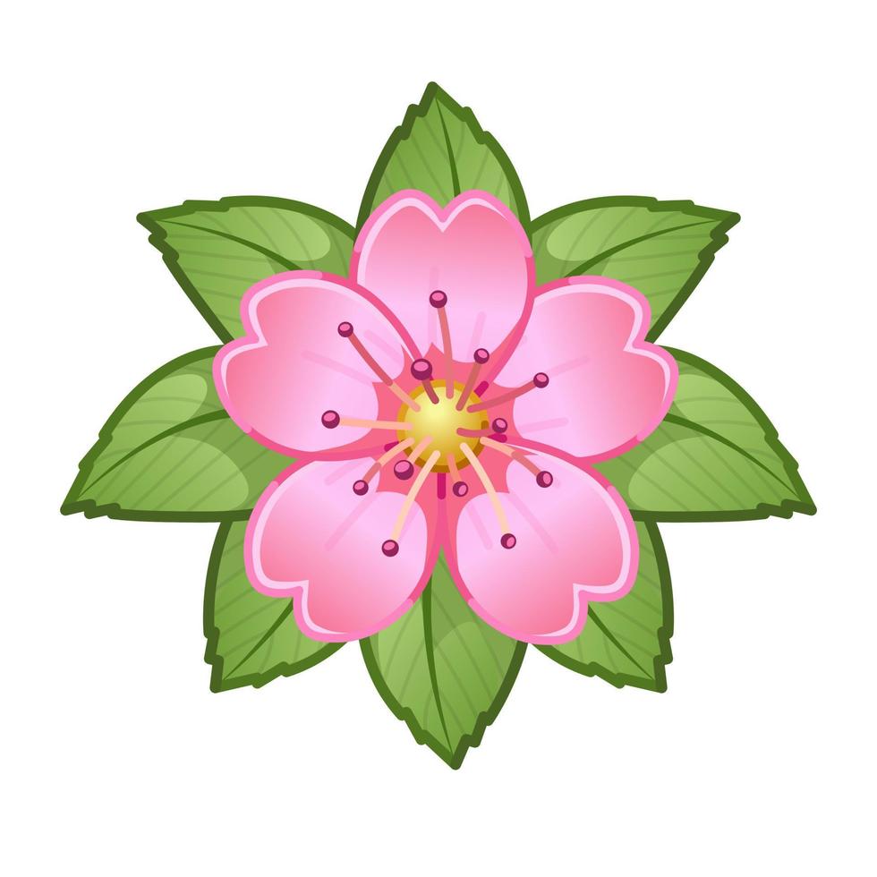 flor rosa simple tamaño grande de emoji flor de primavera vector