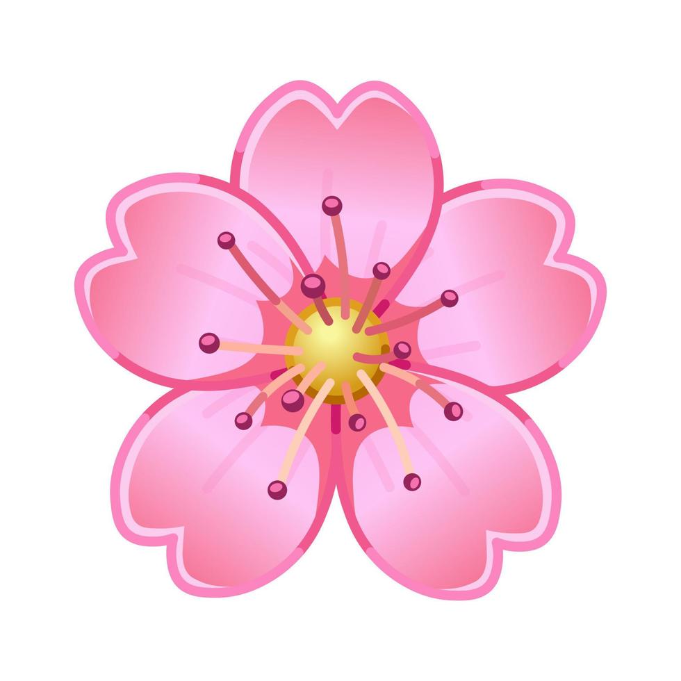 flor rosa simple tamaño grande de emoji flor de primavera vector