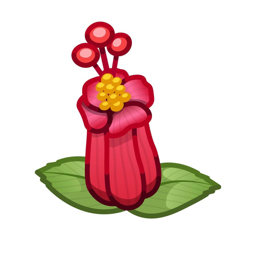 Simple red flower Large size of emoji spring flower vector