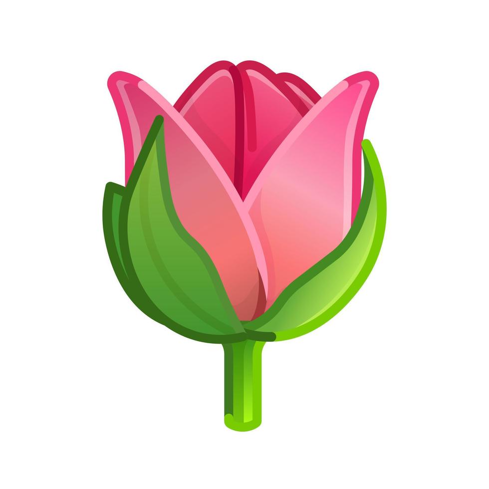 tulipán rojo simple tamaño grande de flor emoji vector