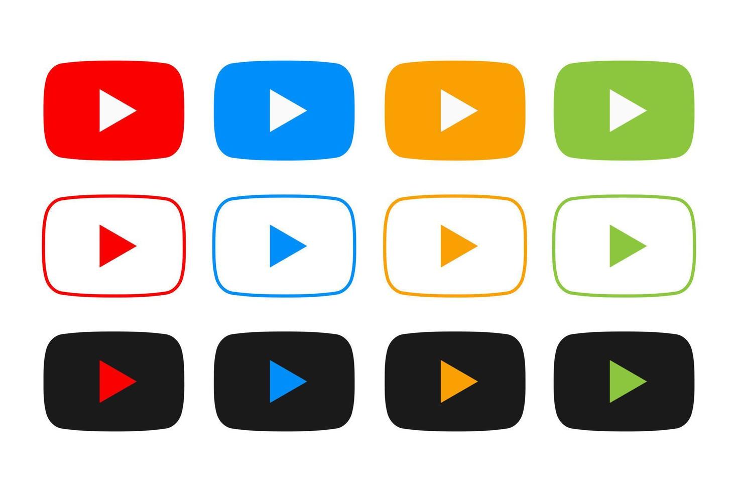 conjunto de botones de reproducción para íconos de video y música para aplicaciones, web o programas vector