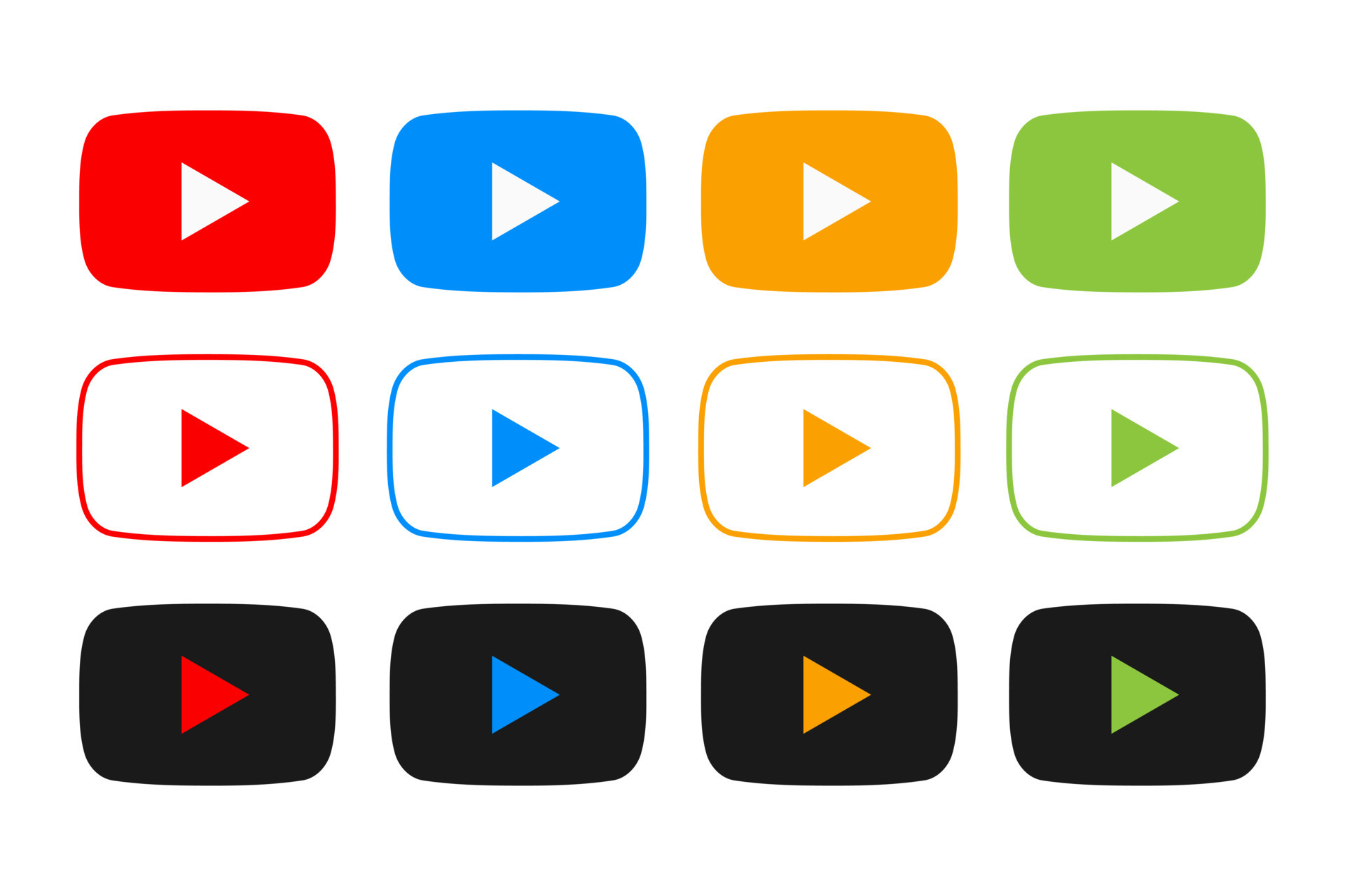 Set of play buttons for video and music Icons for app, web or program ...