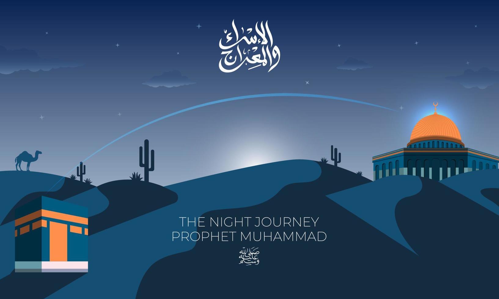 Muslim celebration background Isra Mi'raj Prophet Muhammad. Suitable for greeting card, poster and banner vector