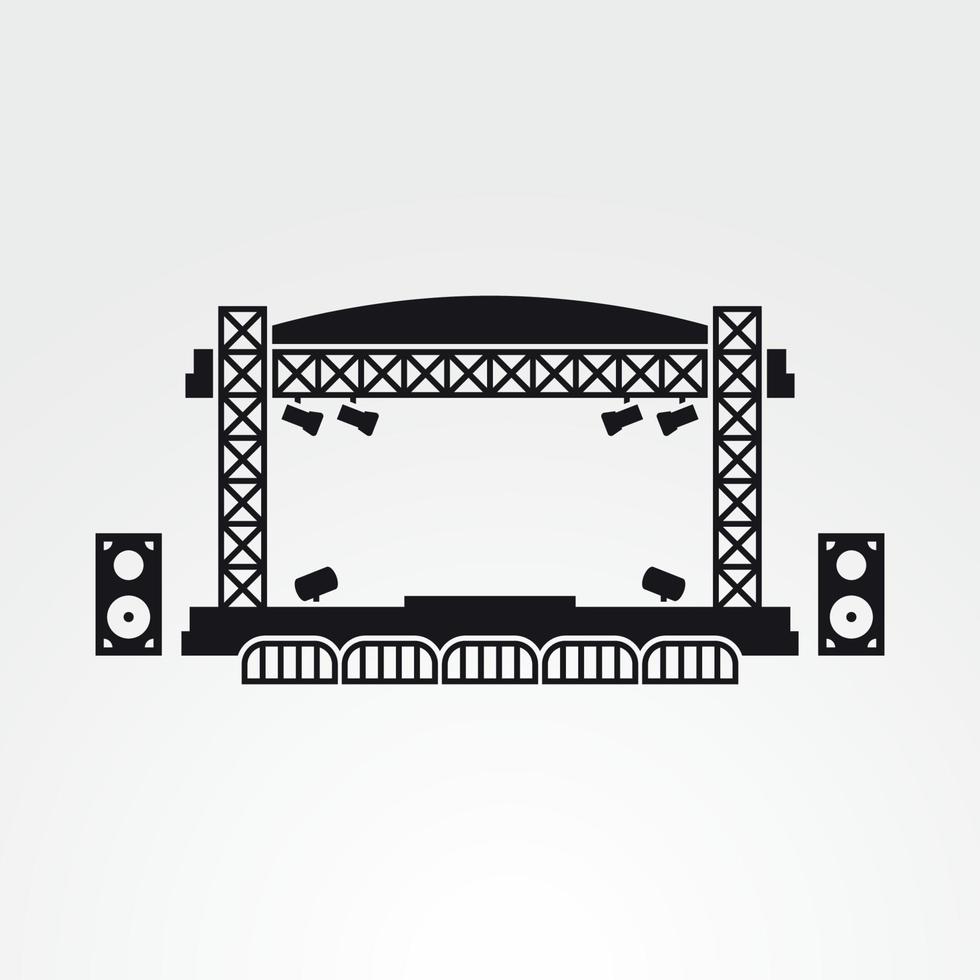 Outdoor stage vector icon. Black on a white background