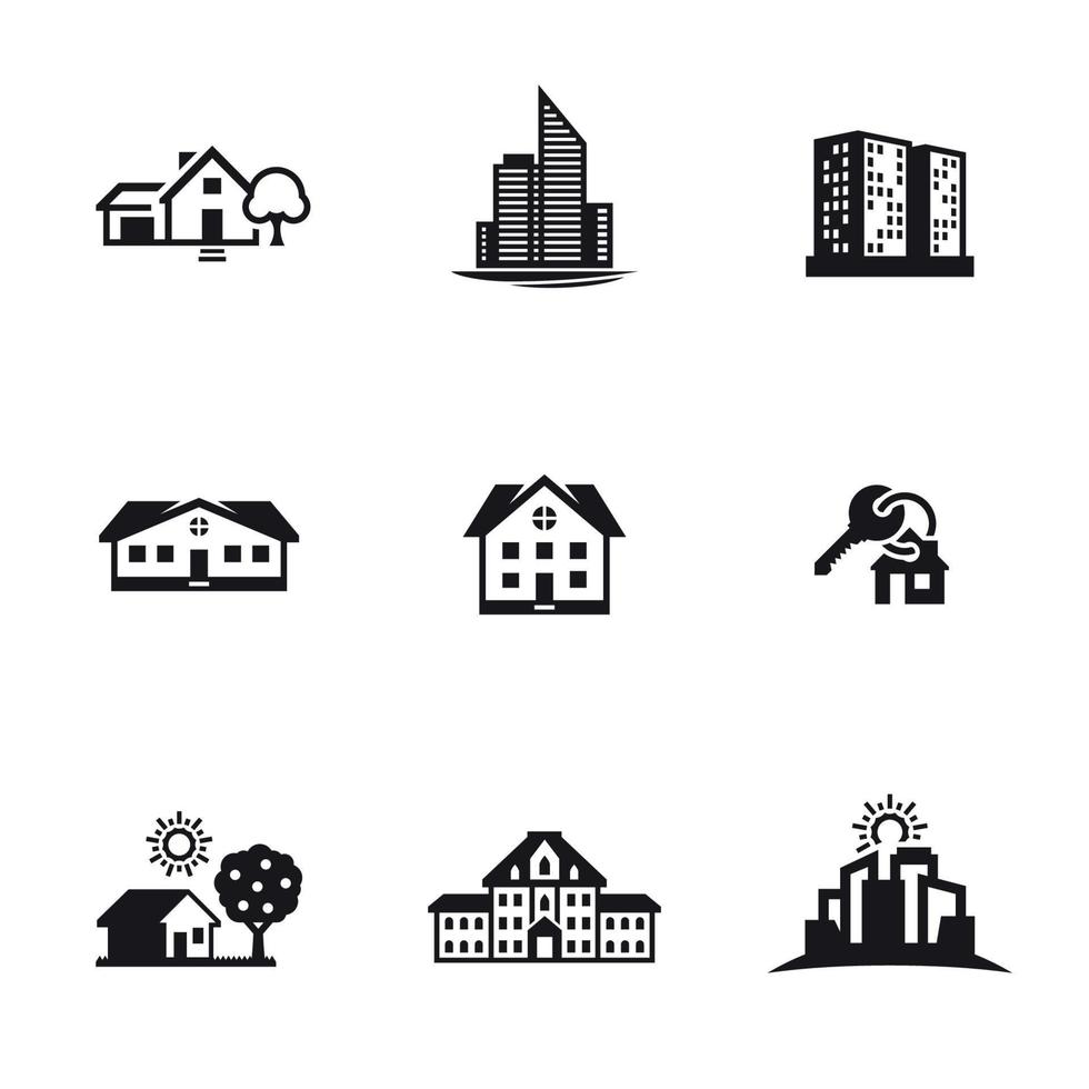Building icons set. Black on a white background vector