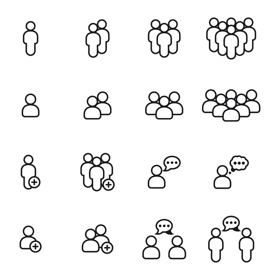 People icons set. Linear collection vector