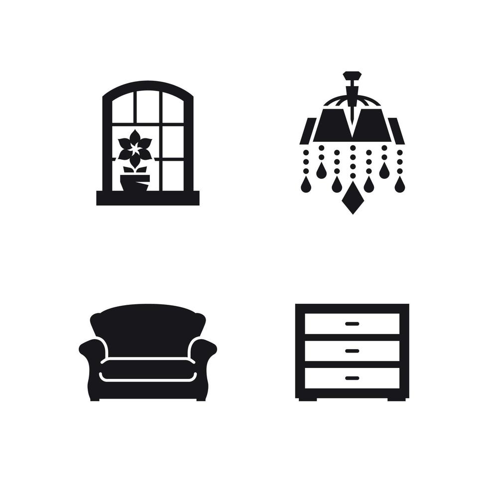 Furniture icon set. Black on a white background vector