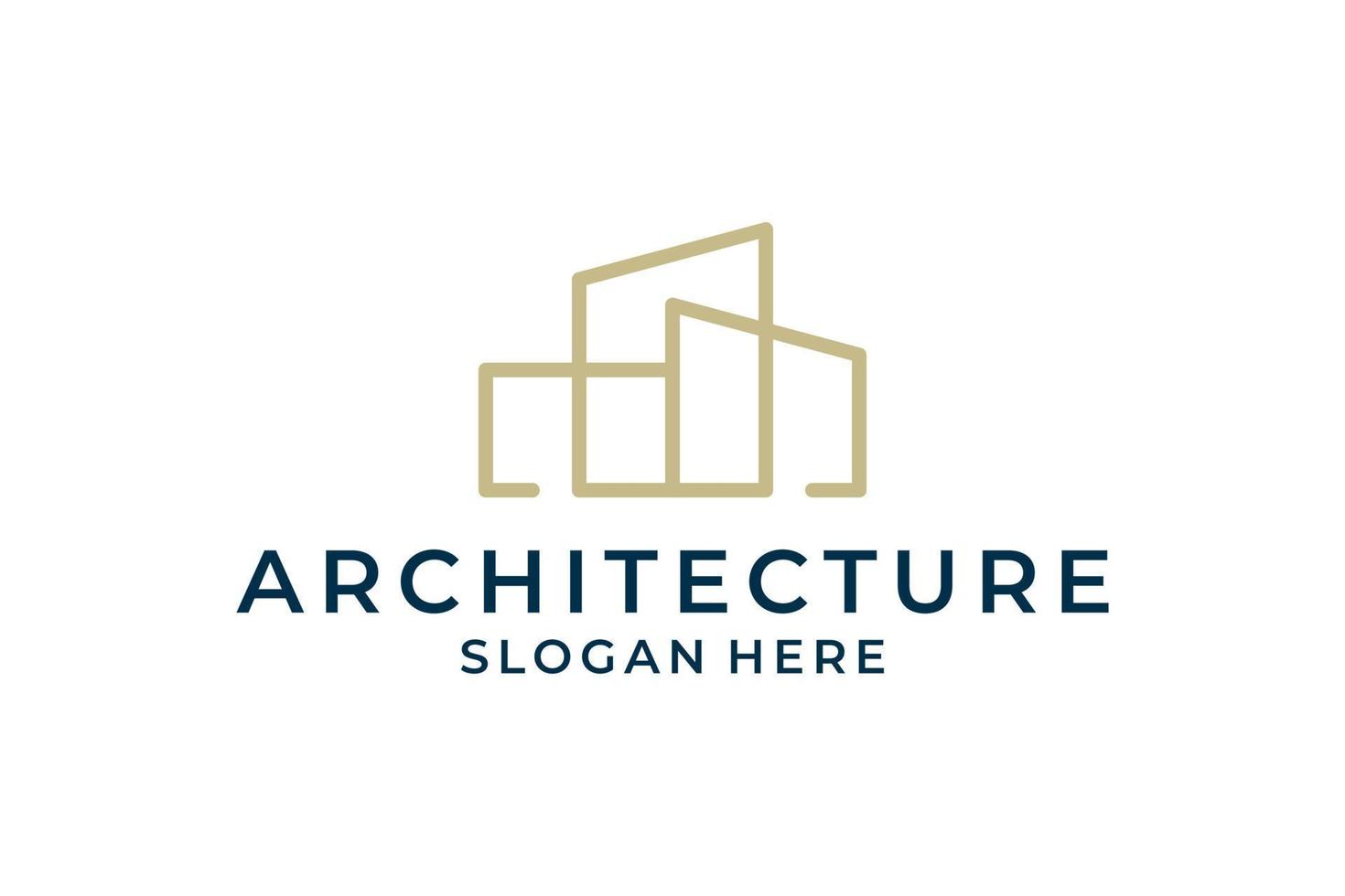 Building architecture logo design in line art style vector