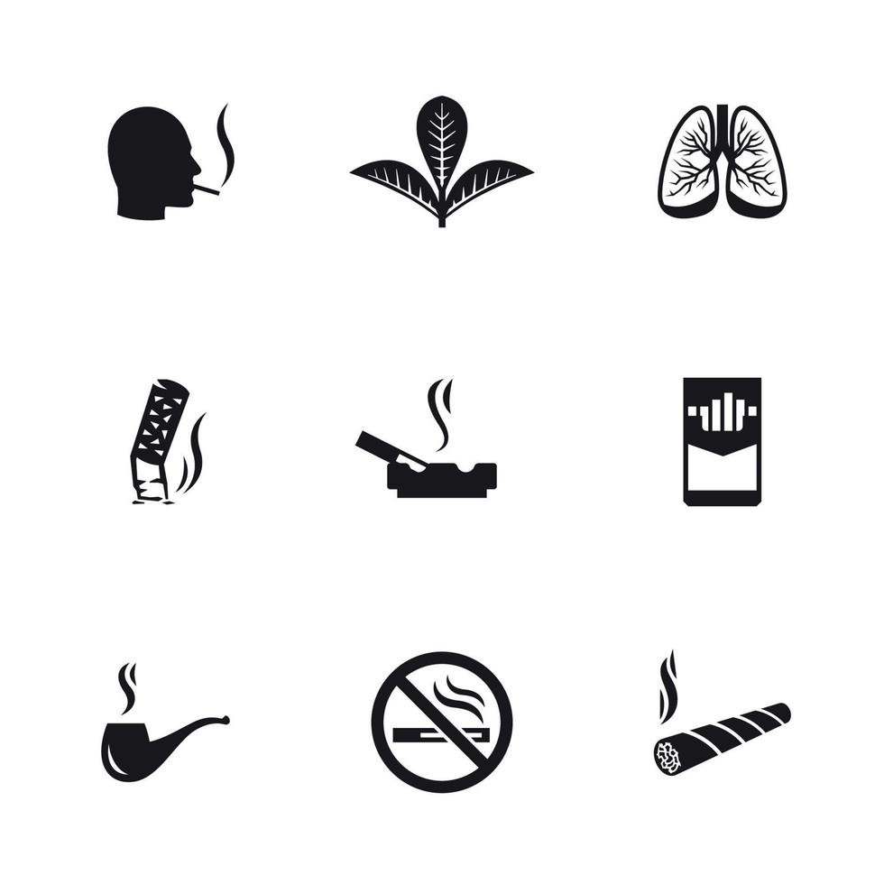 Smoking, cigarette icons set. Black on a white background vector