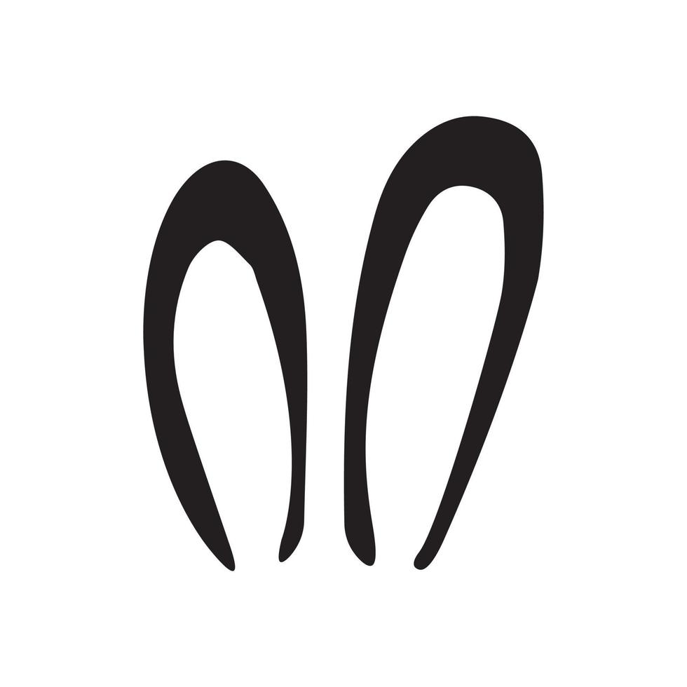 Cute Rabbit ears silhouettes. Photo editor, booth, video chat app black isolated cliparts vector