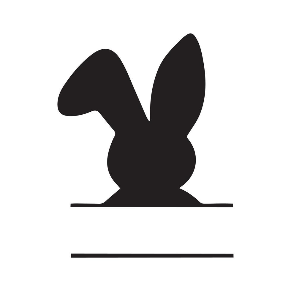 marco de nombre de conejito de Pascua. diseño de monograma dividido. fondo blanco aislado. para decoración de Pascua, archivos recortados vector