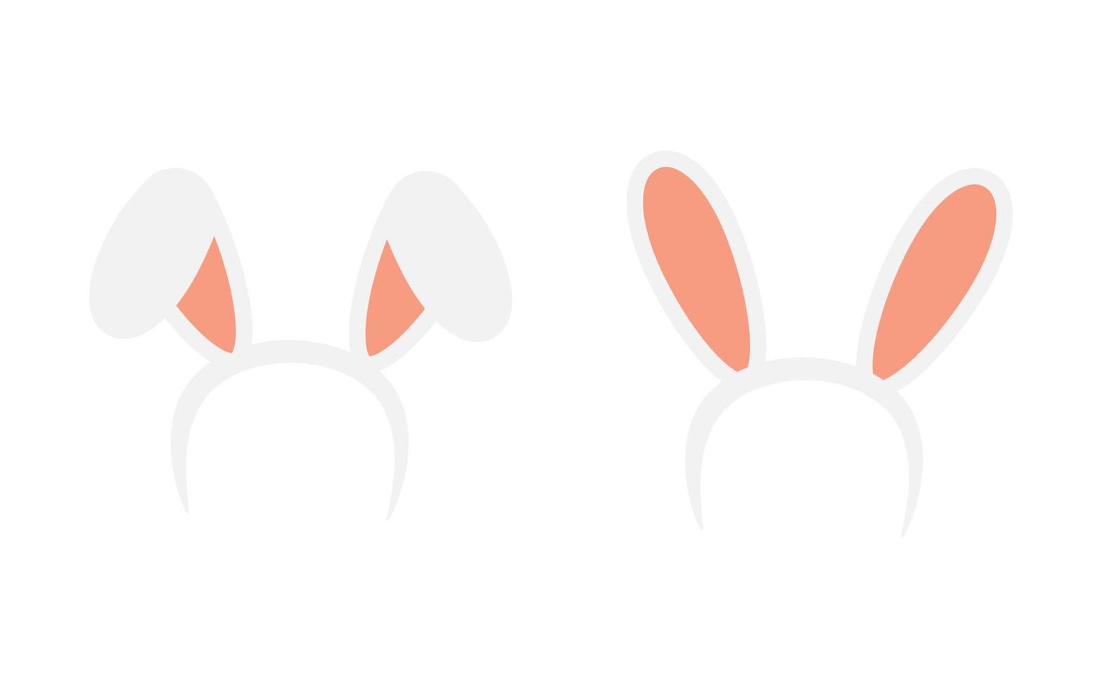 Set Easter rabbit ears headband  icon  isolated on white background. Flat cartoon easter card design element. Spring hare ear accessory vector