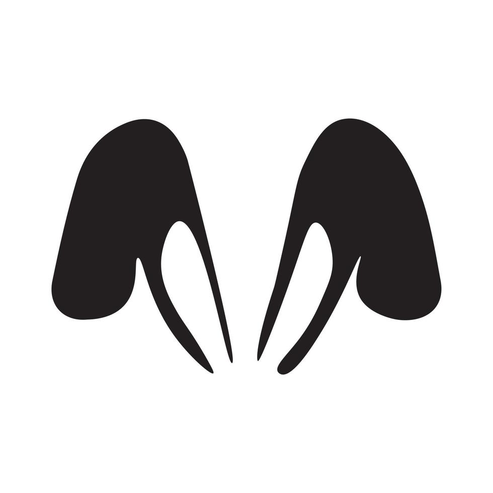 Cute Rabbit ears silhouettes. Photo editor, booth, video chat app black isolated cliparts vector