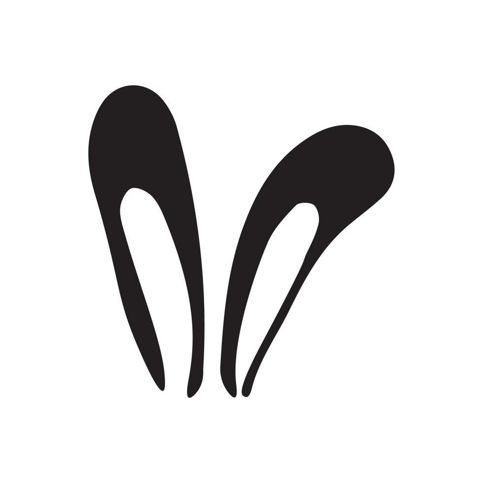Cute Rabbit ears silhouettes. Photo editor, booth, video chat app black isolated cliparts vector