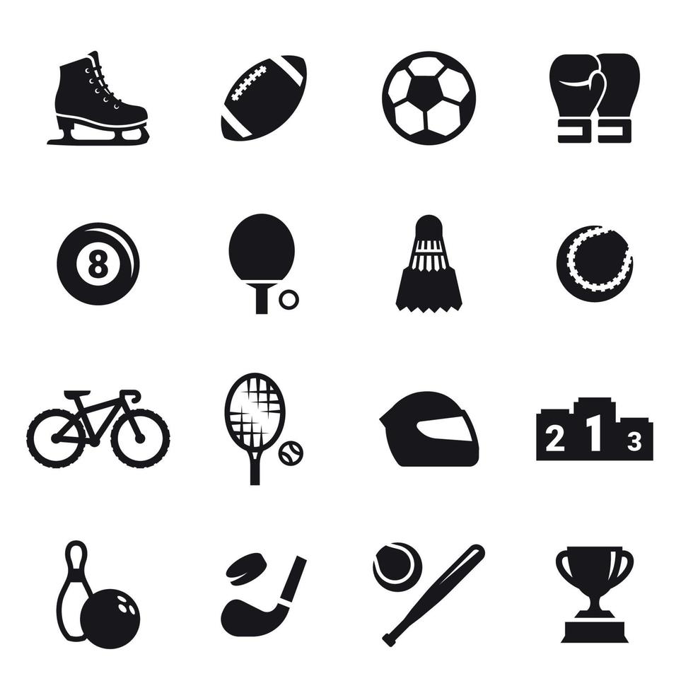 Sports icons set. Black on a white background vector