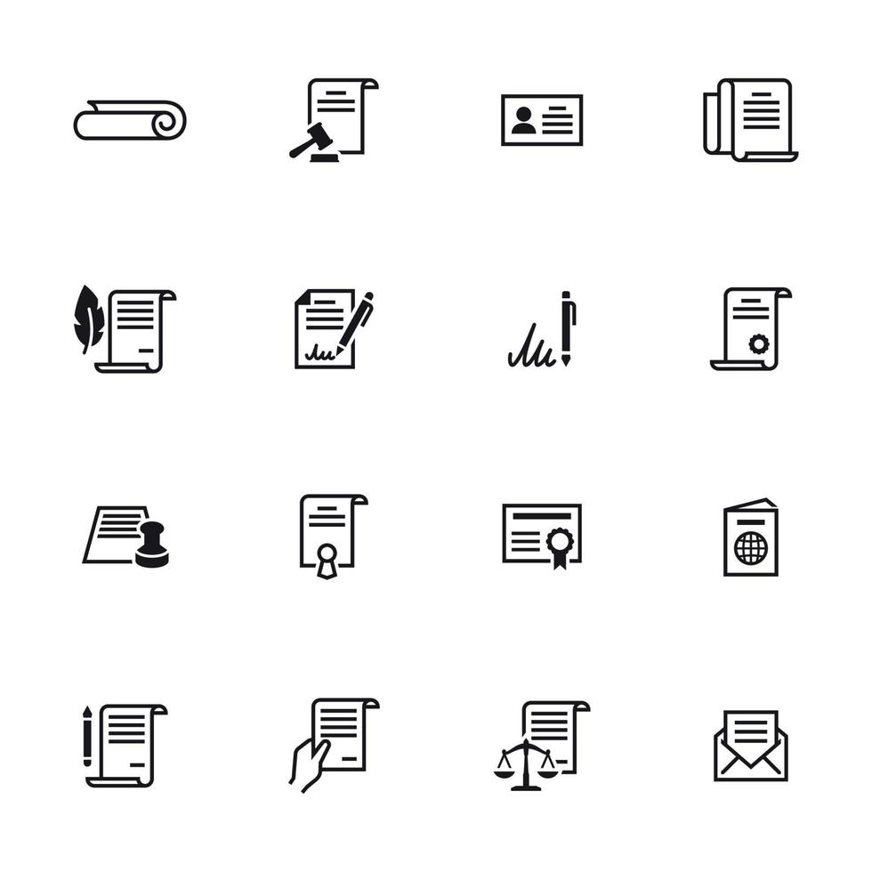 conjunto de iconos de documentos. línea, contorno iconos vectoriales vector