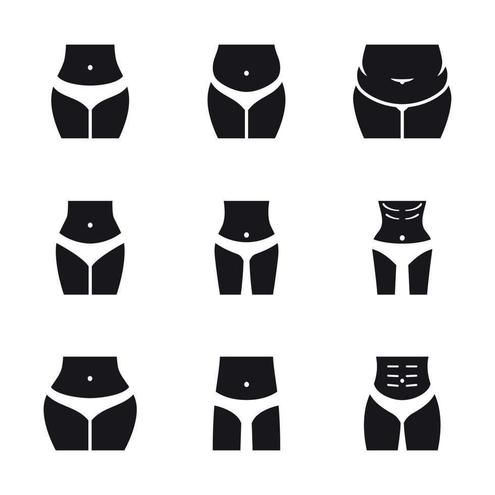 Female body shapes. Black on a white background vector