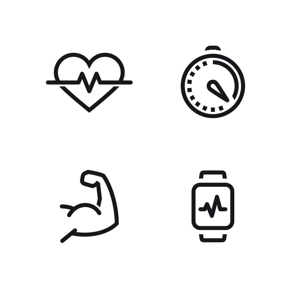 Health, sport simple icons. Line, outline black on a white backgrpund vector