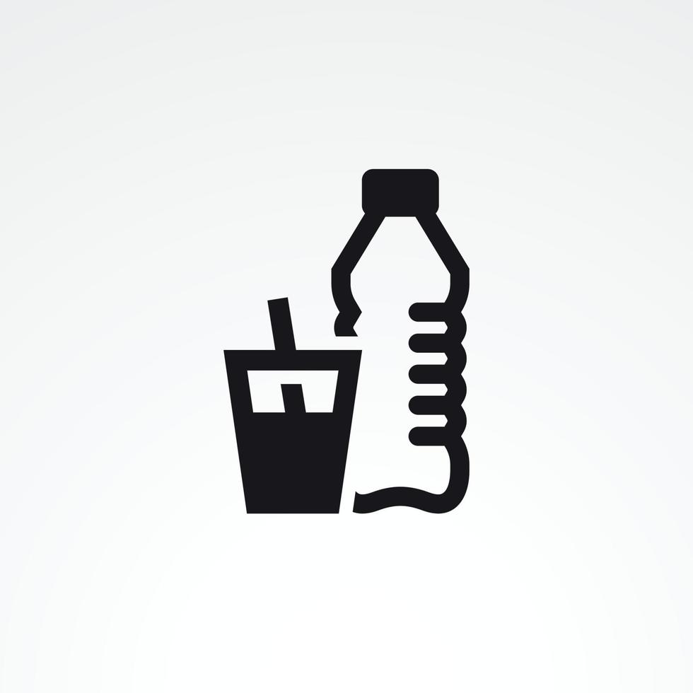 Plastic bottle with glass. Water icon. Black on a white background vector