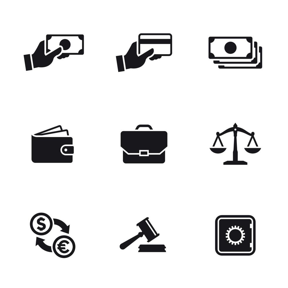 Money, finance, payments icons set. Black on a white background vector