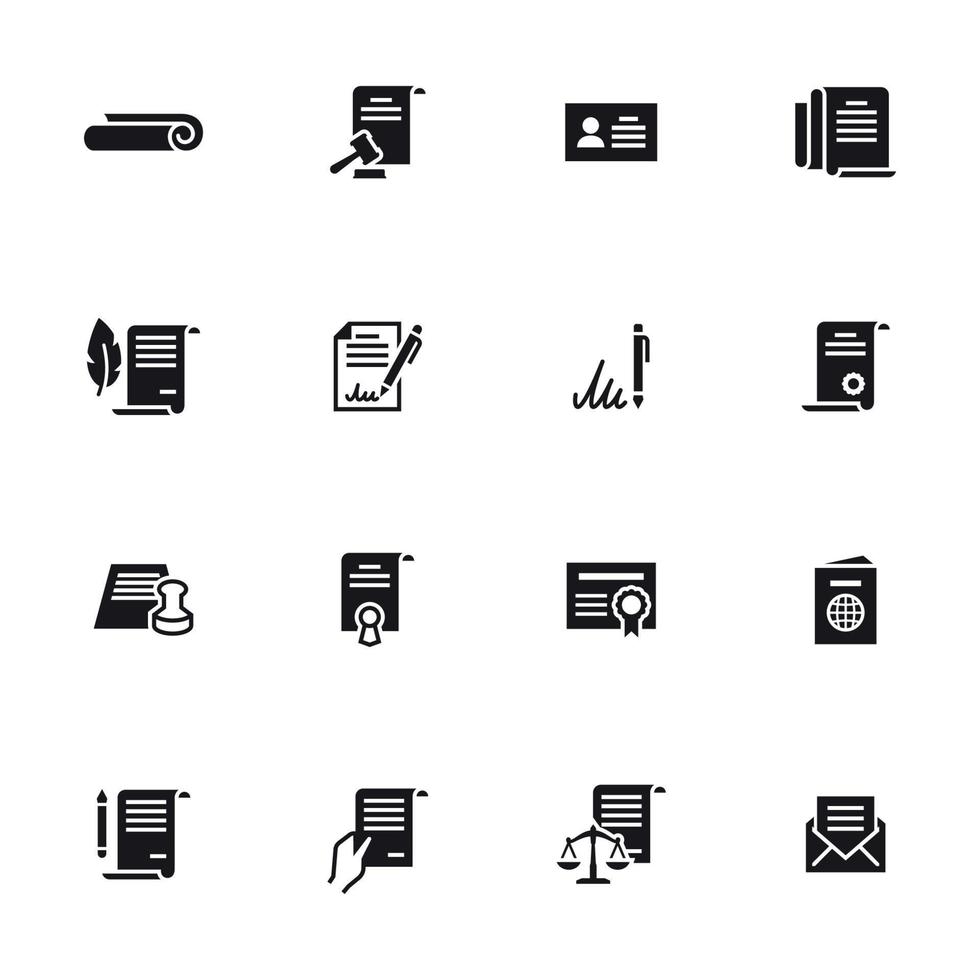 Documents Icons Set. Black on a white background vector