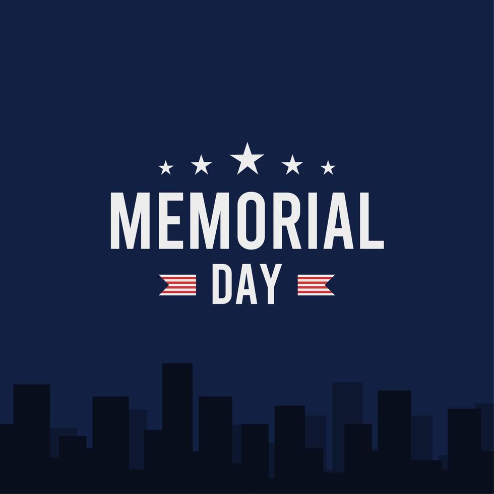 memorial day square greeting with american flag on blue background vector
