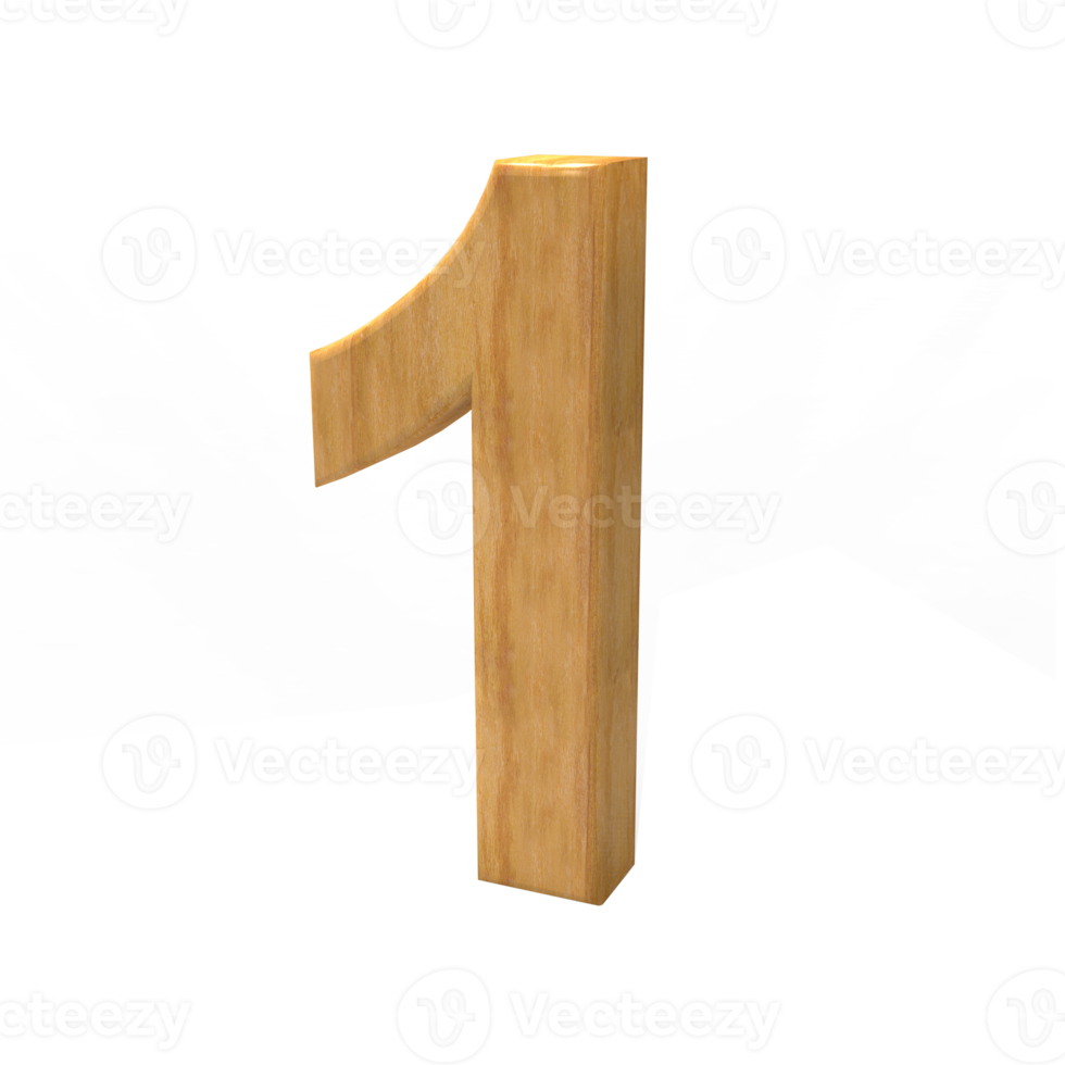 3D wood number png