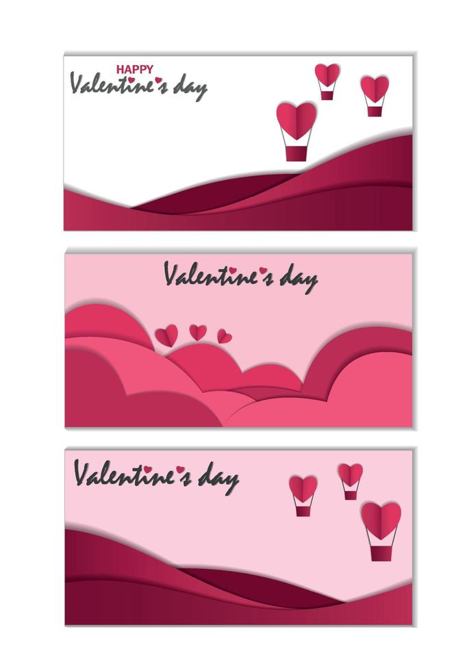 conjunto universal de pancartas anchas, tarjeta de cotización romántica del día de san valentín, postal, invitación, plantilla de pancarta en rosa y rojo vector