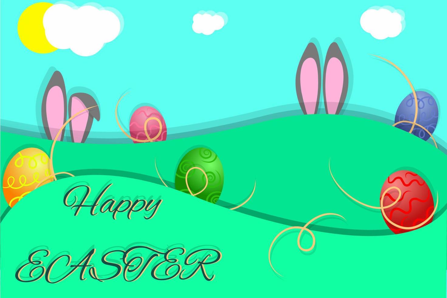 Happy easter card egg and bunny ears. Background. vector