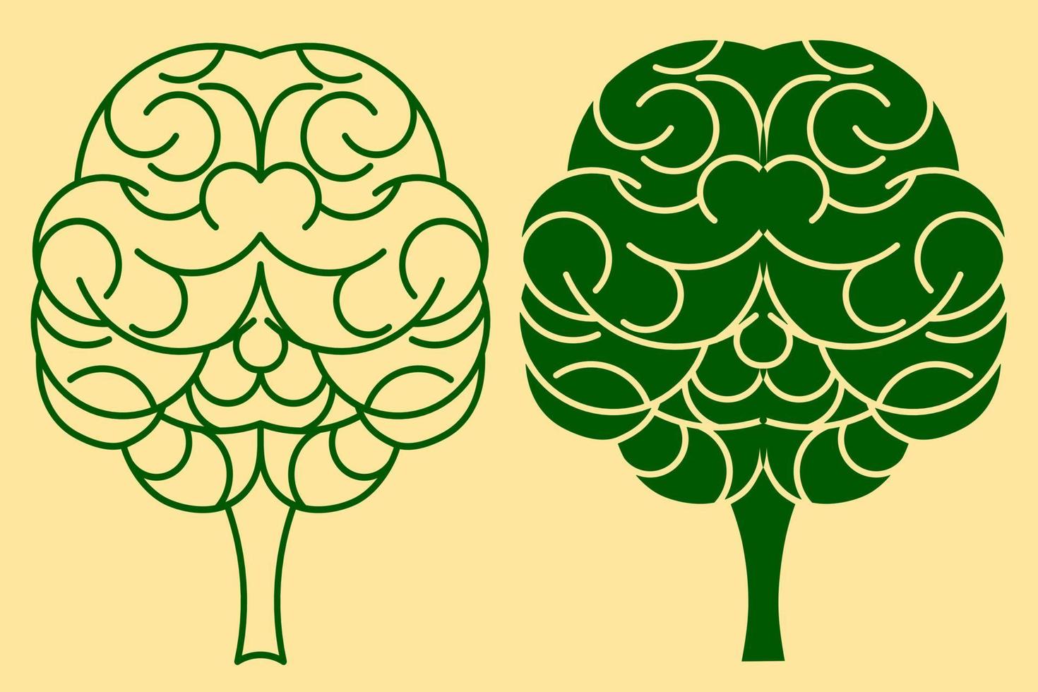 Leaf brain Line Art simple logo minimalist vector