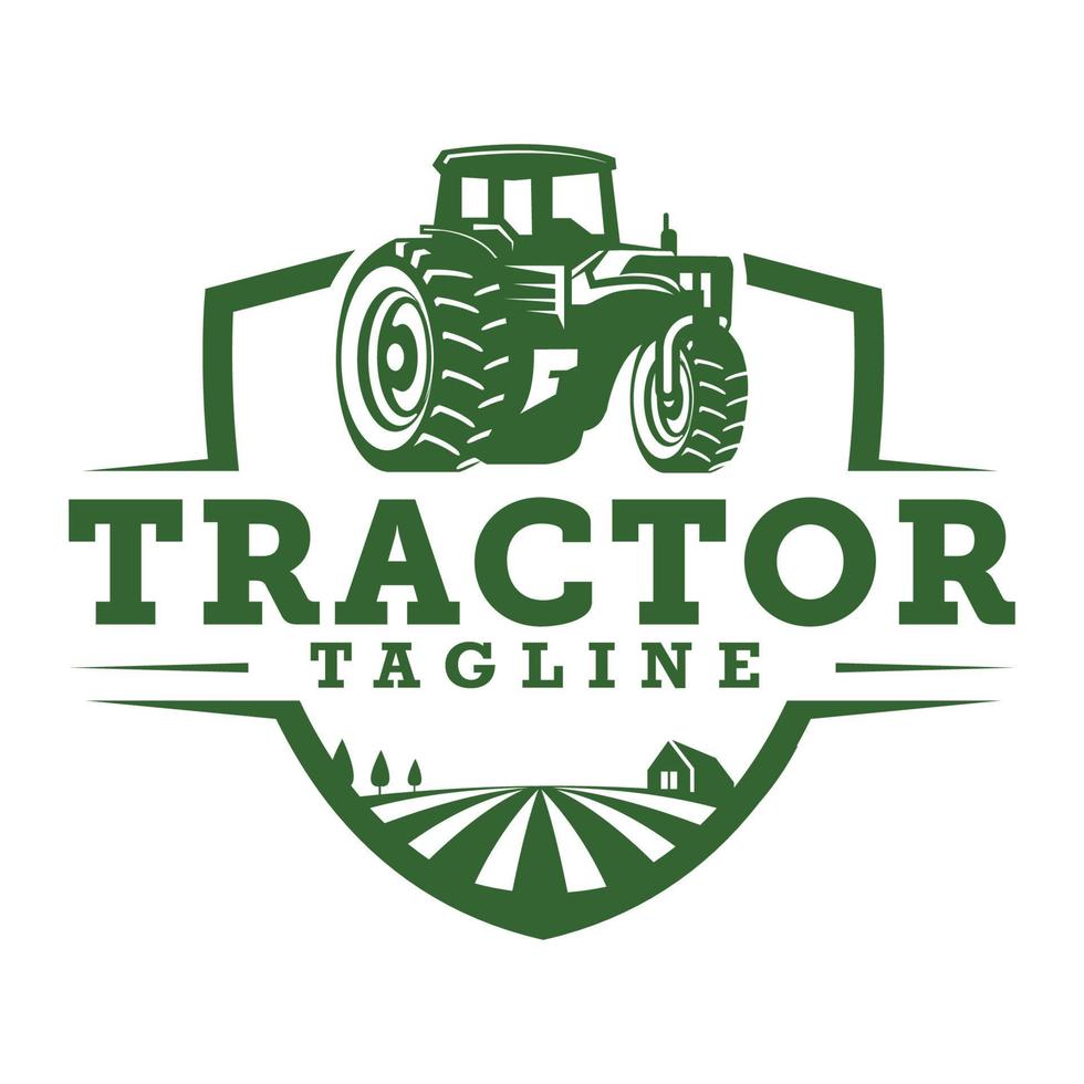 Illustration of Tractor in a ranch logo template. Ready made logo with white isolated background. vector