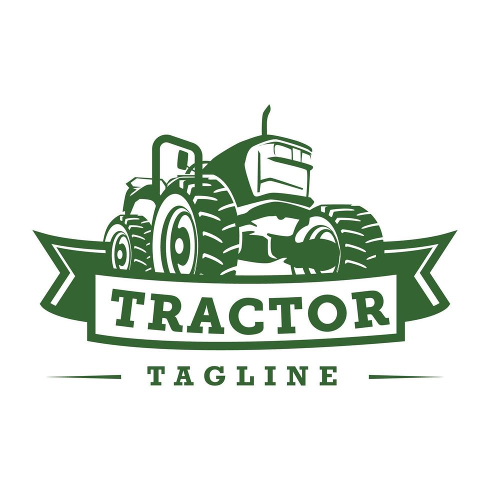 ilustración de tractor en una plantilla de logotipo de rancho. logotipo confeccionado con fondo blanco aislado. vector