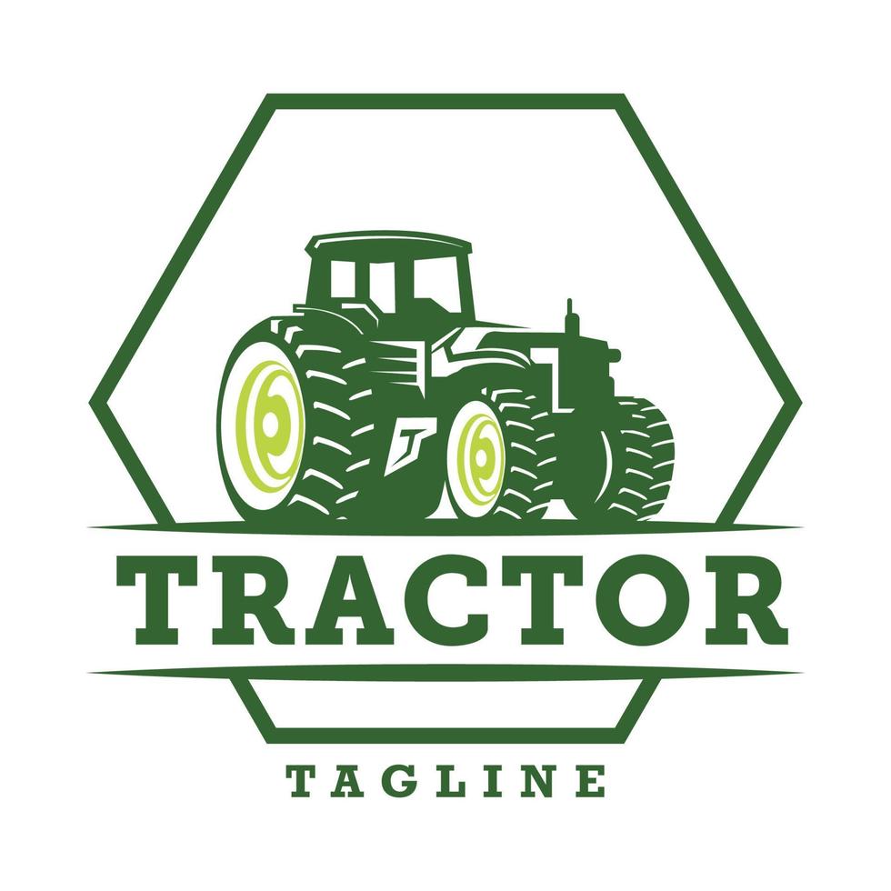 ilustración de tractor en una plantilla de logotipo de rancho. logotipo confeccionado con fondo blanco aislado. vector