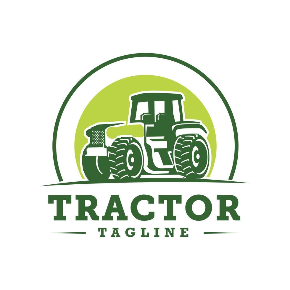 Illustration of Tractor in a ranch logo template. Ready made logo with white isolated background. vector