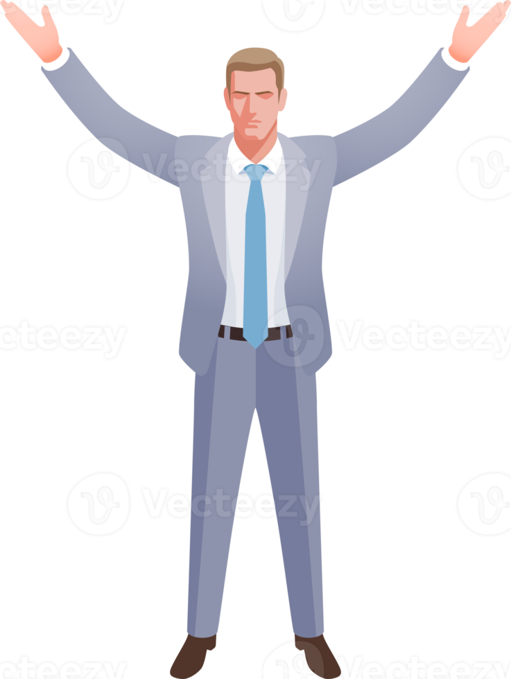 businessman raise hands png