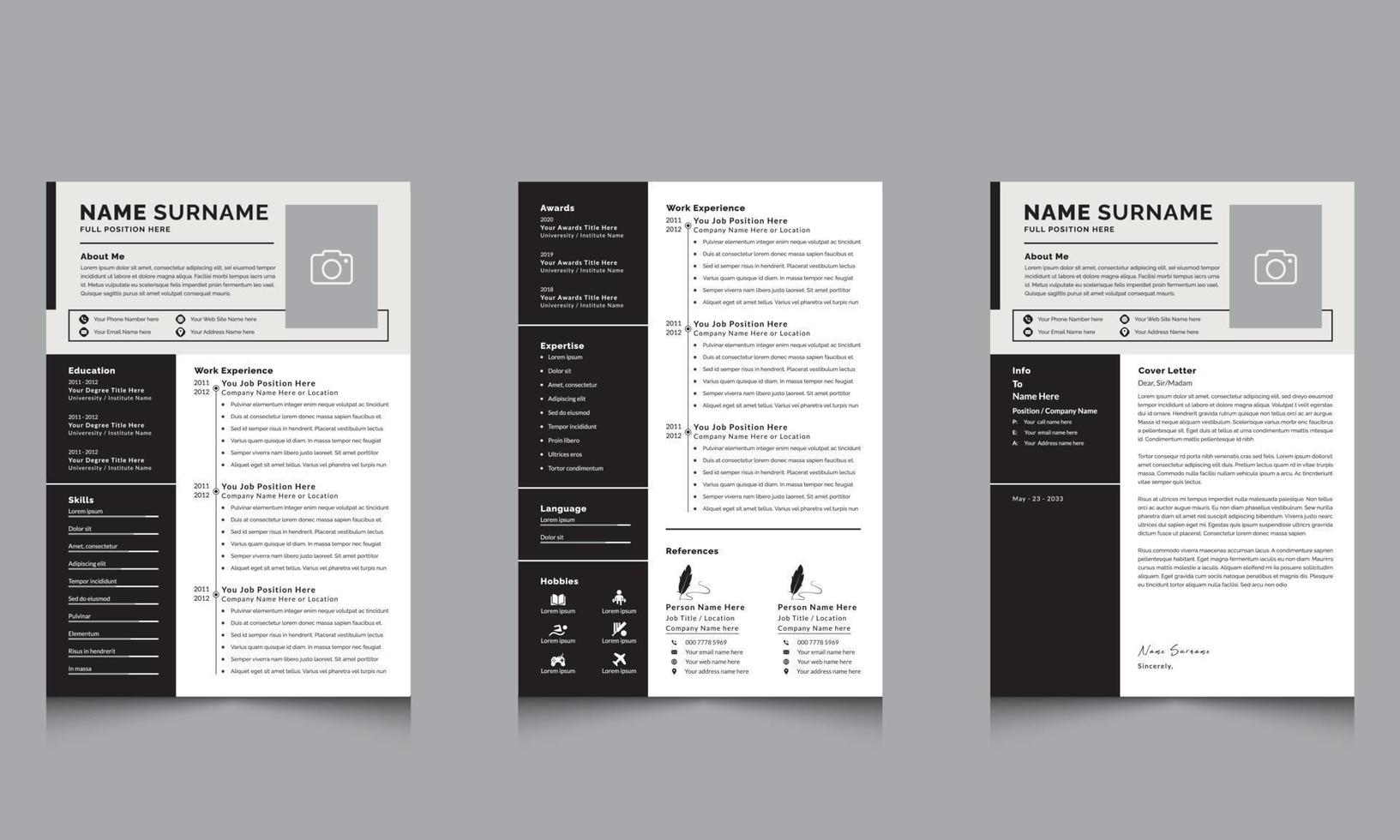 Modern creative cv resume template Design Bio-Data, Bio, Professional, Cv Template vector