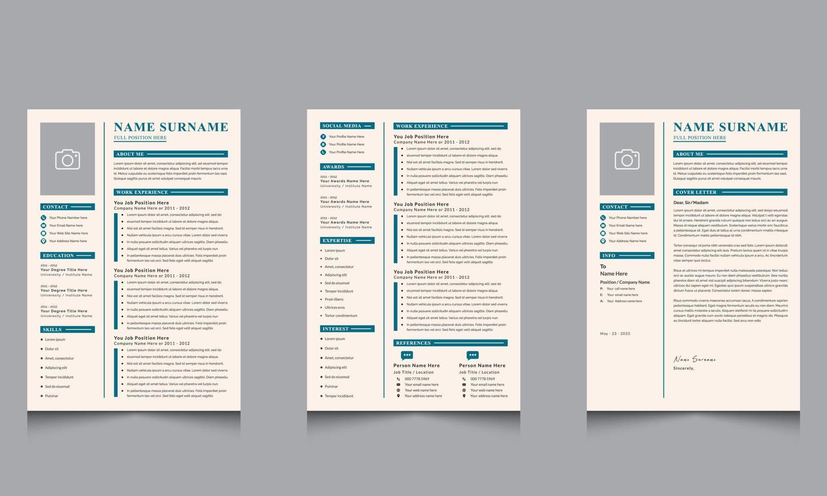 Minimalist Curriculum Vitae CV Template Design Professional Resume Design vector