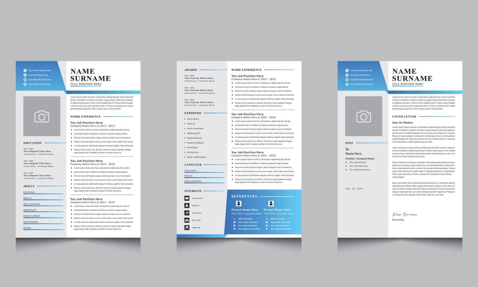 Modern and Creative CV Template Resume Design Professional Cv Template vector