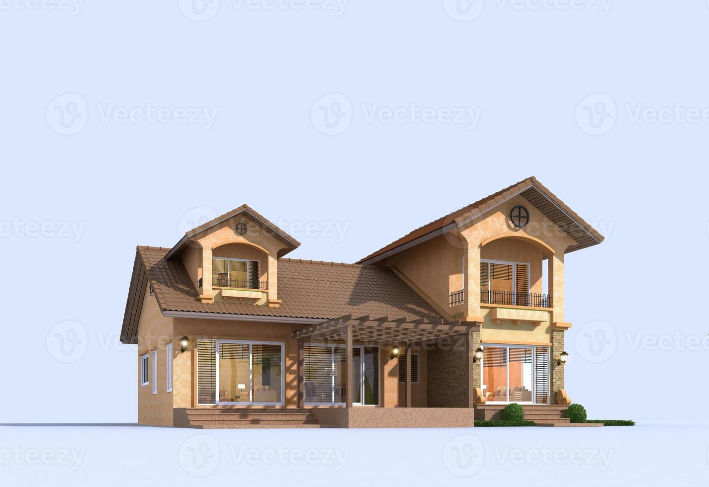 Country house isolated on white background.3d rendering photo