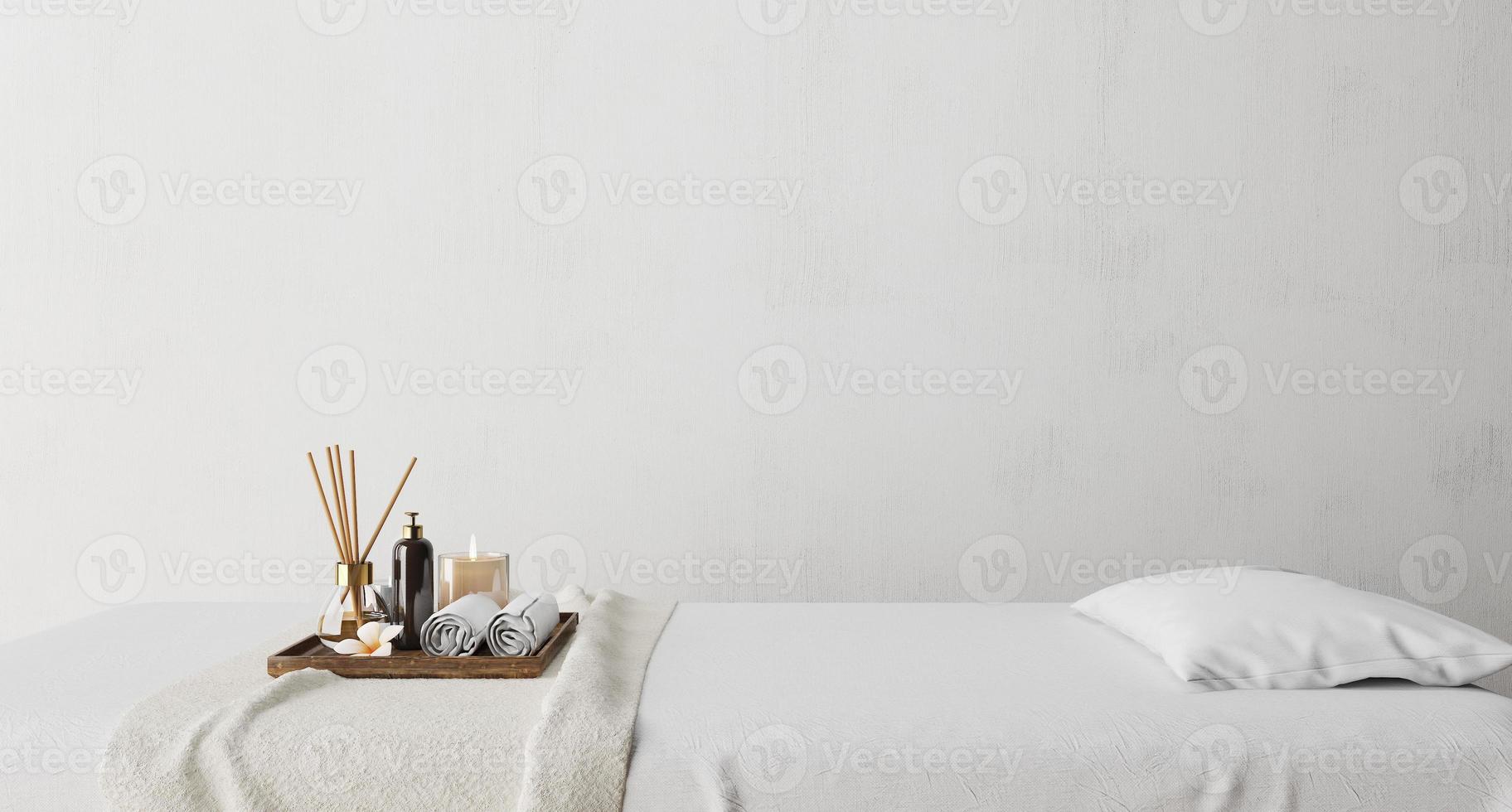 Spa and massage bed with white wall background.3d rendering photo