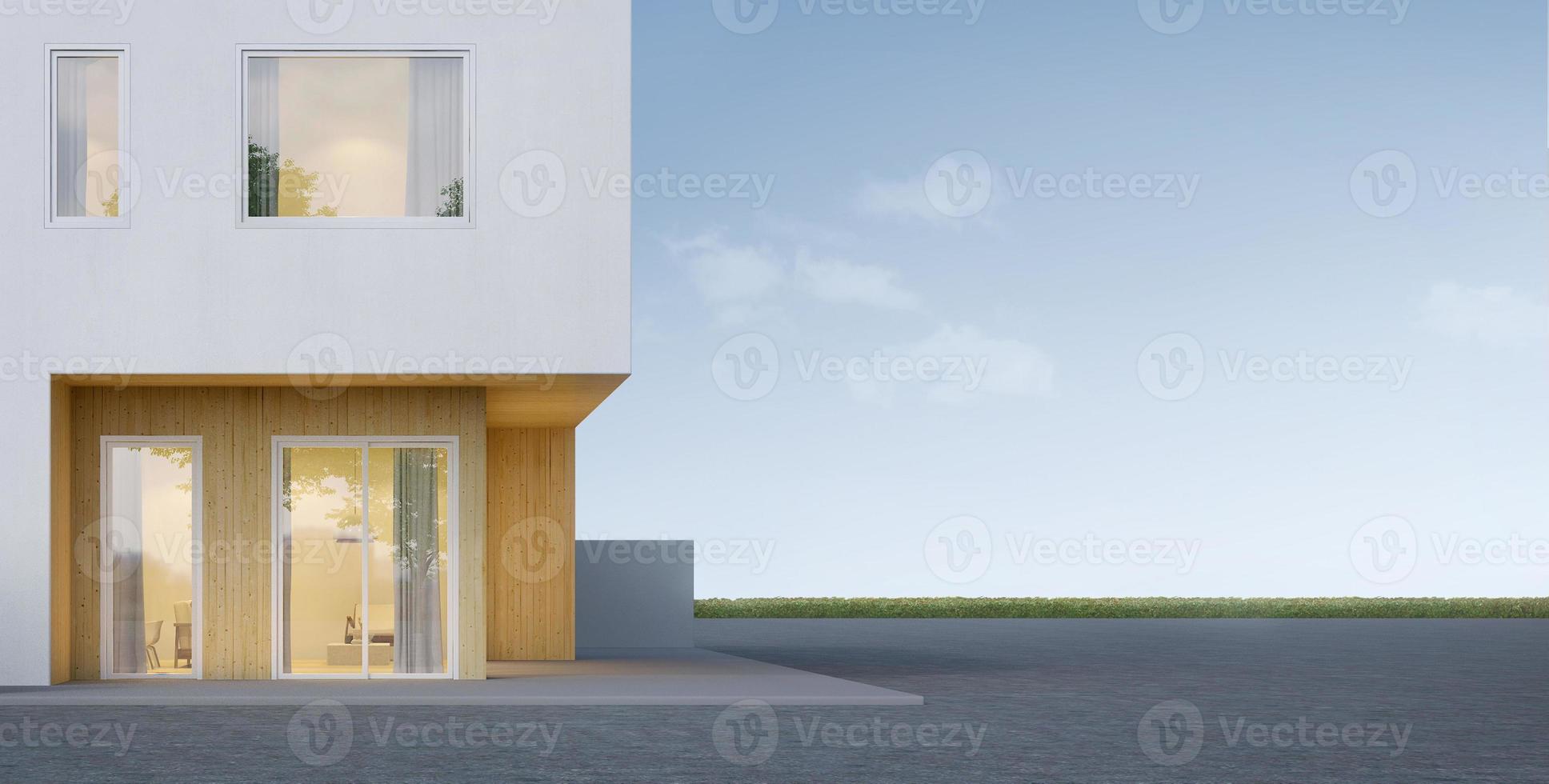 Modern minimal house entrance with sky background.3d rendering photo