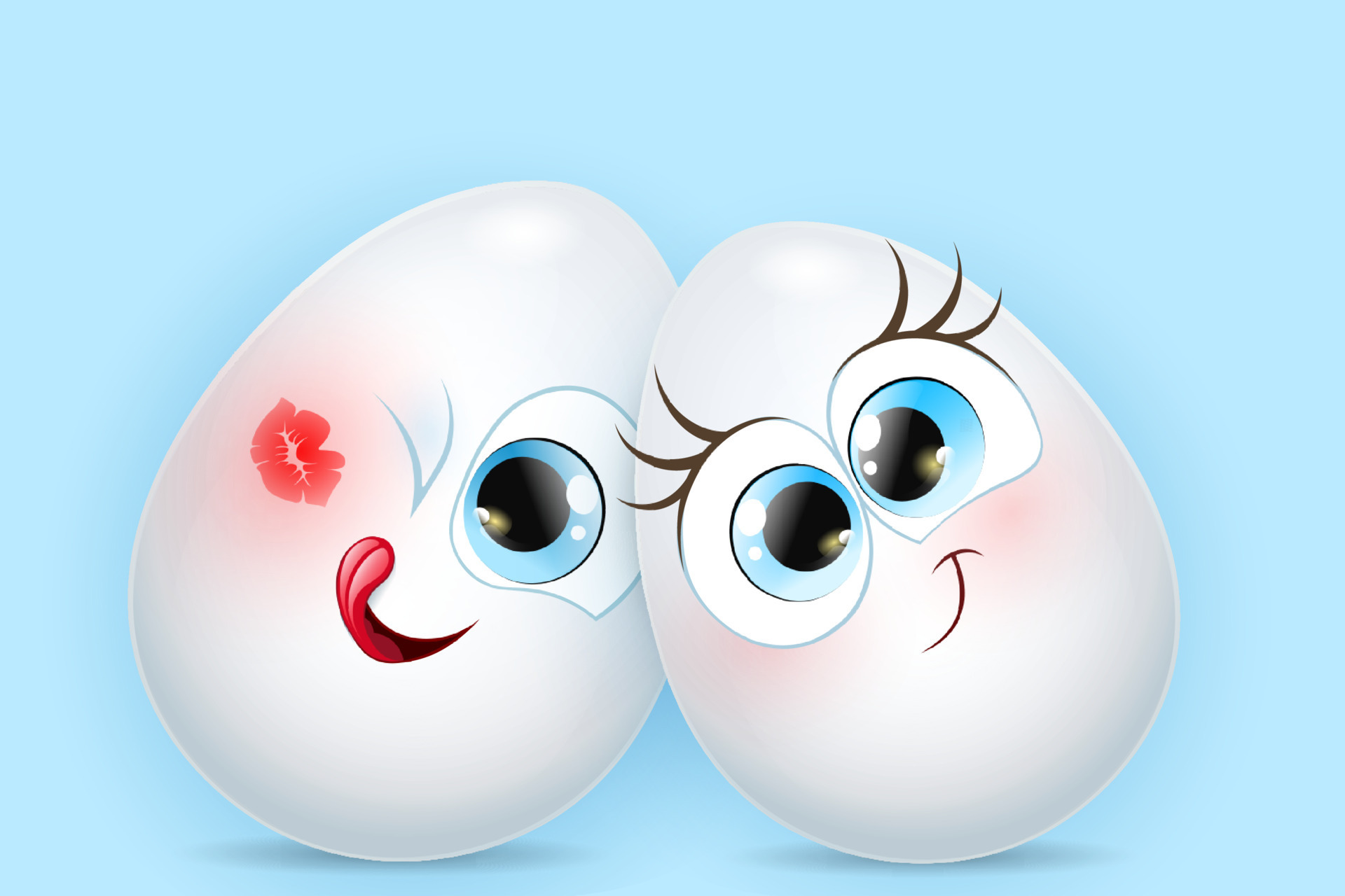 Cute funny easter egg couple . Boy with red lipstick kiss on his cheek.  Valentine's day concept 19050850 Vector Art at Vecteezy