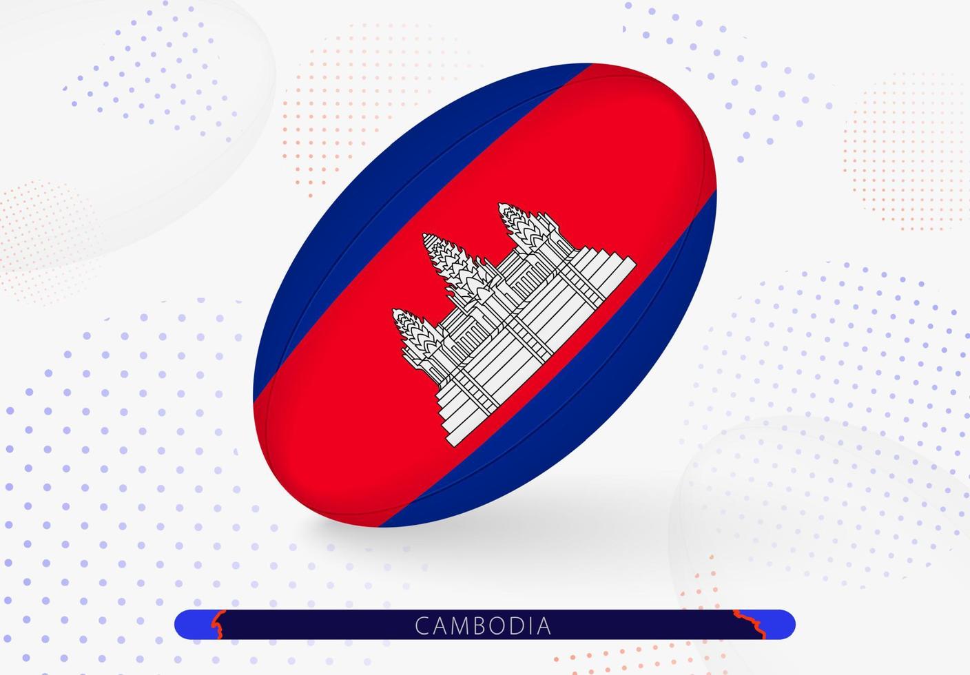 Rugby ball with the flag of Cambodia on it. Equipment for rugby team of Cambodia. vector