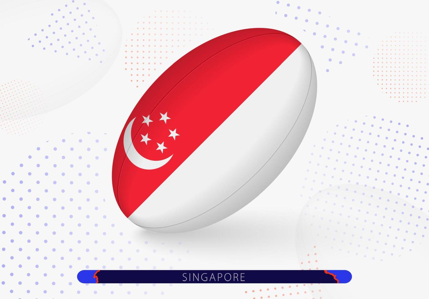 Rugby ball with the flag of Singapore on it. Equipment for rugby team of Singapore. vector