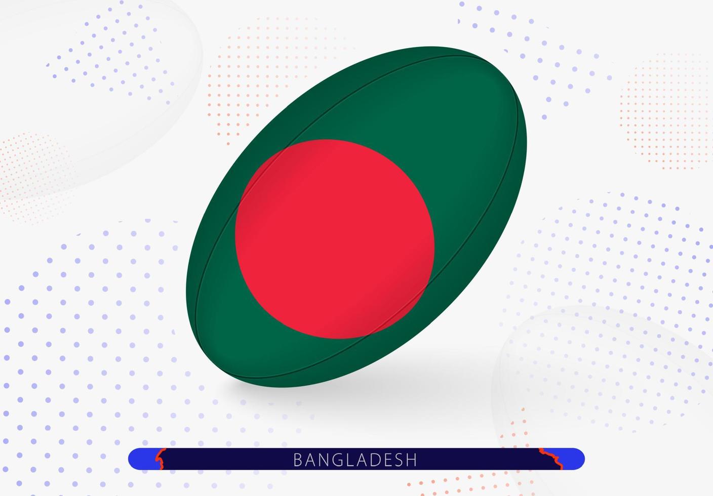 Rugby ball with the flag of Bangladesh on it. Equipment for rugby team of Bangladesh. vector