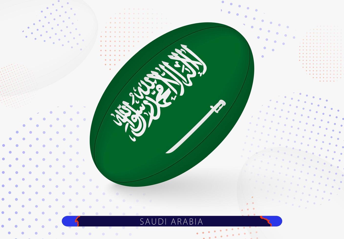 Rugby ball with the flag of Saudi Arabia on it. Equipment for rugby team of Saudi Arabia. vector